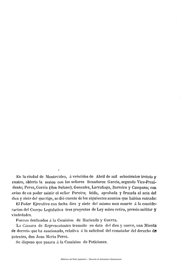 DIARIO DE SESIONES DE LA CAMARA DE SENADORES del 22/04/1834